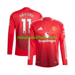 Manchester United Heren Shirt met Bedrukking Rasmus Hojlund 11 Thuis 2024-2025 Lange Mouw