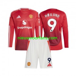 Manchester United Kind Shirt met Bedrukking Rasmus Hojlund 9 Thuis 2024-2025 Lange Mouw