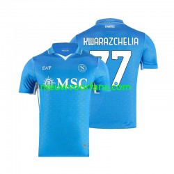 Napoli Heren Shirt met Bedrukking Khvicha Kvaratskhelia 77 Thuis 2024-2025 Korte Mouw