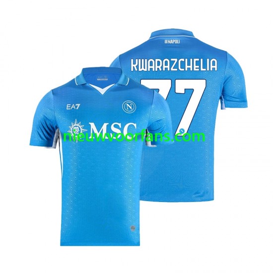 Napoli Heren Shirt met Bedrukking Khvicha Kvaratskhelia 77 Thuis 2024-2025 Korte Mouw