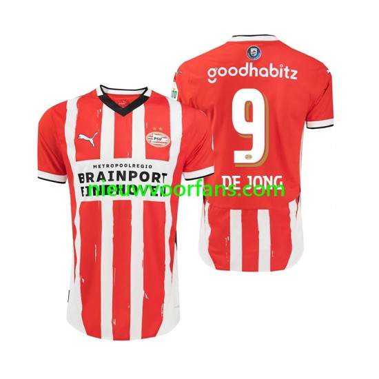 PSV Eindhoven Heren Shirt met Bedrukking DE JONG 9 Thuis 2024-2025 Korte Mouw