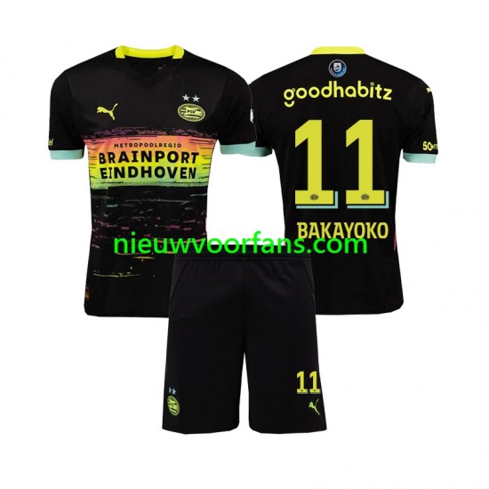 PSV Eindhoven Kind Shirt met Bedrukking Johan Bakayoko 11 Uit 2024-2025 Korte Mouw