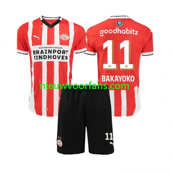 PSV Eindhoven Kind Shirt met Bedrukking Johan Bakayoko 11 Thuis 2024-2025 Korte Mouw