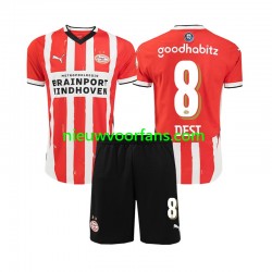 PSV Eindhoven Kind Shirt met Bedrukking Sergino Dest 8 Thuis 2024-2025 Korte Mouw