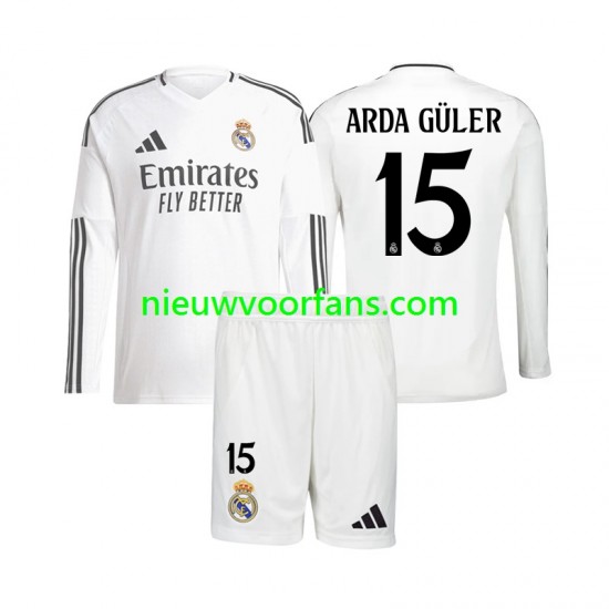 Real Madrid Kind Shirt met Bedrukking Arda Guler 15 Thuis 2024-2025 Lange Mouw