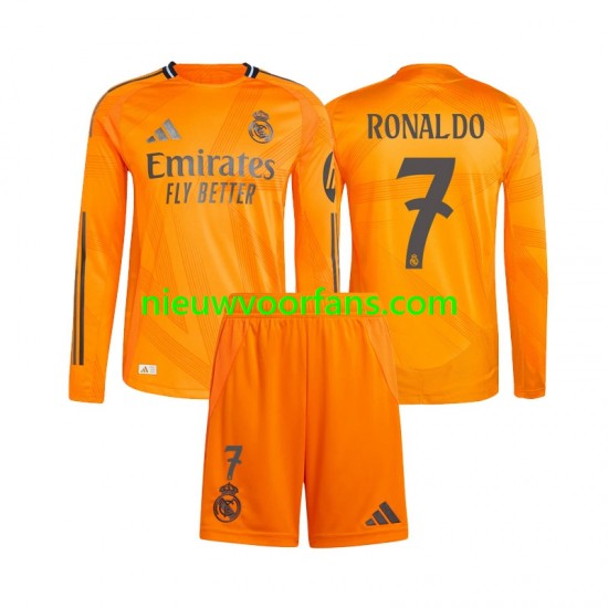 Real Madrid Kind Shirt met Bedrukking Cristiano Ronaldo 7 Uit 2024-2025 Lange Mouw