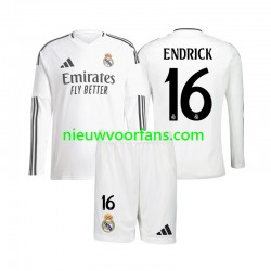 Real Madrid Kind Shirt met Bedrukking Endrick 16 Thuis 2024-2025 Lange Mouw