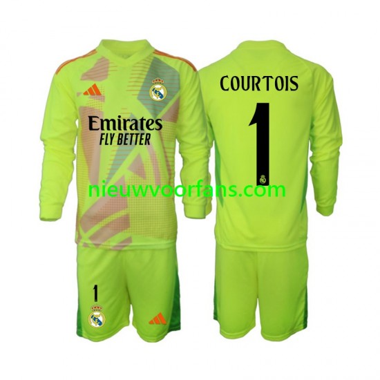 Real Madrid Kind Shirt met Bedrukking Doelman COURTOIS 1 Vierde 2024-2025 Lange Mouw