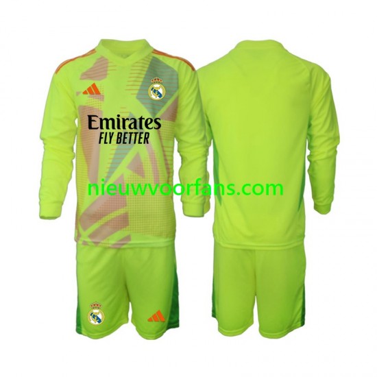 Real Madrid Kind Shirt met Bedrukking Doelman Vierde 2024-2025 Lange Mouw
