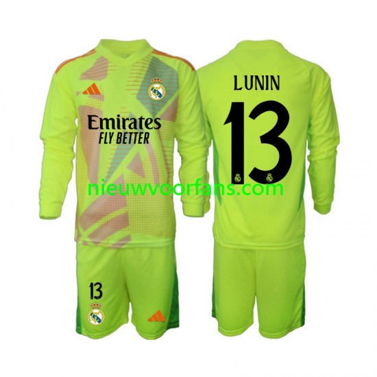 Real Madrid Kind Shirt met Bedrukking Doelman Lunin 13 Vierde 2024-2025 Lange Mouw