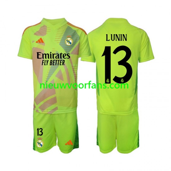 Real Madrid Kind Shirt met Bedrukking Doelman Lunin 13 Vierde 2024-2025 Korte Mouw