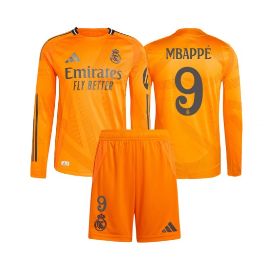 Real Madrid Kind Shirt met Bedrukking Mbappé 9 Uit 2024-2025 Lange Mouw