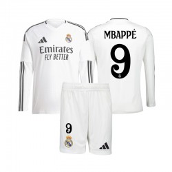 Real Madrid Kind Shirt met Bedrukking Mbappé 9 Thuis 2024-2025 Lange Mouw