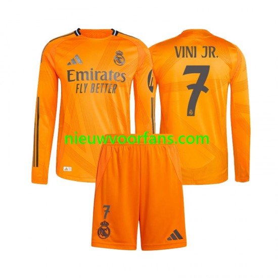 Real Madrid Kind Shirt met Bedrukking Vinicius Junior 7 Uit 2024-2025 Lange Mouw