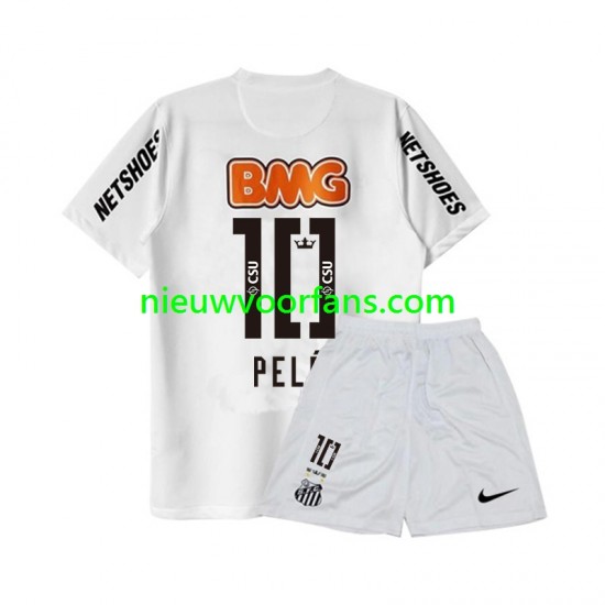 Kind Shirt met Bedrukking Santos PELE 10 -2012 Retro Thuis 2011 Korte Mouw