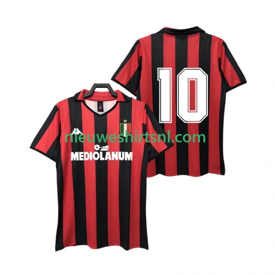 AC Milan Heren Shirt met Bedrukking 10 1988 1989 Retro Thuis Korte Mouw