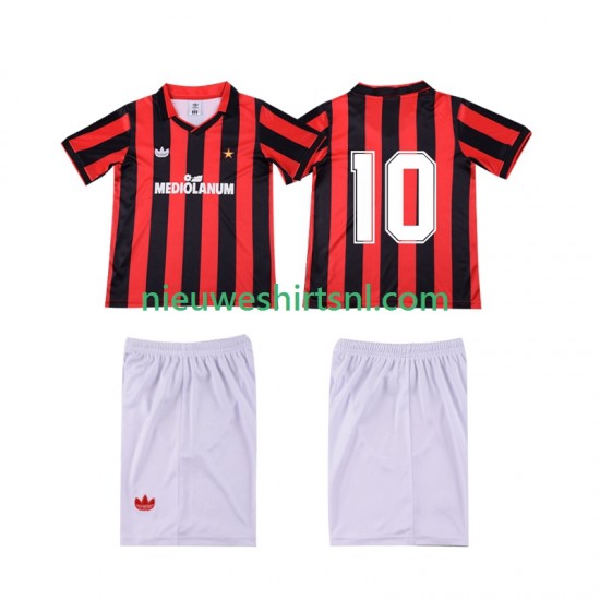 AC Milan Kind Shirt met Bedrukking 10 1990 1991 Retro Thuis Korte Mouw