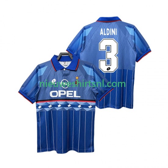 AC Milan Heren Shirt met Bedrukking ALDINI 3 1995 1996 Retro Uit Korte Mouw