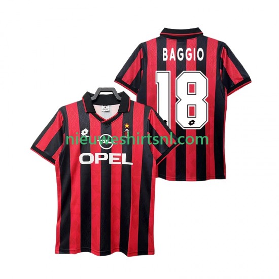 AC Milan Heren Shirt met Bedrukking BAGGIO 18 1995 1996 Retro Thuis Korte Mouw