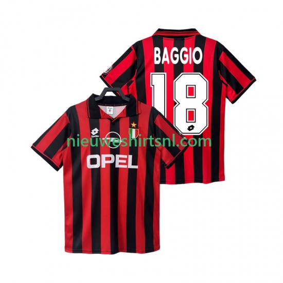 AC Milan Heren Shirt met Bedrukking BAGGIO 18 1996 1997 Retro Thuis Korte Mouw