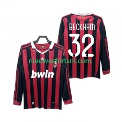 AC Milan Heren Shirt met Bedrukking BECKHAM 32 2009 Retro Thuis 2010 Lange Mouw