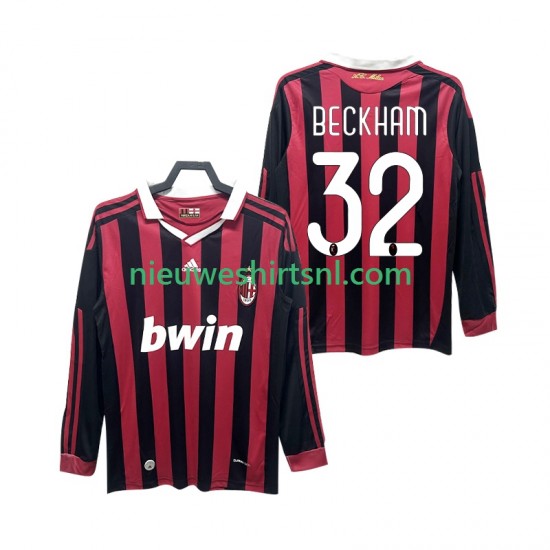 AC Milan Heren Shirt met Bedrukking BECKHAM 32 2009 Retro Thuis 2010 Lange Mouw
