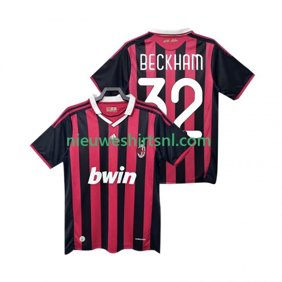 AC Milan Heren Shirt met Bedrukking BECKHAM 32 2009 Retro Thuis 2010 Korte Mouw