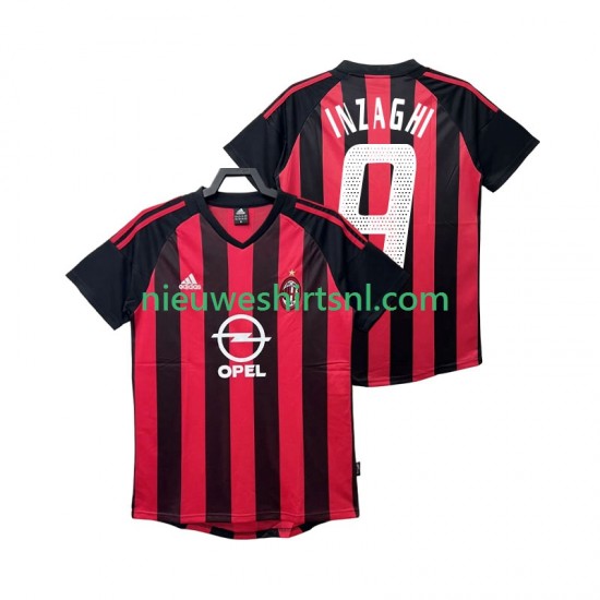 AC Milan Heren Shirt met Bedrukking INZAGHI 9 2003 Retro Thuis 2002 Korte Mouw