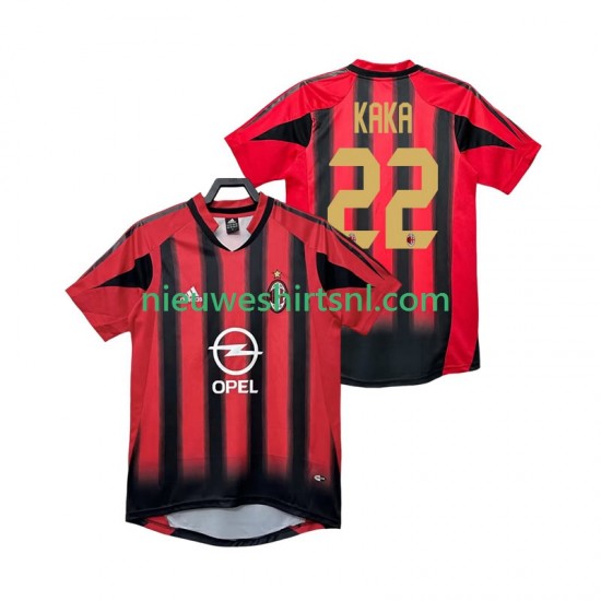 AC Milan Heren Shirt met Bedrukking KAKA 22 2005 Retro Thuis 2004 Korte Mouw