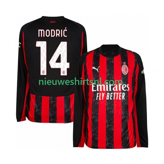 AC Milan Heren Shirt met Bedrukking Modrić Luca 14 Thuis 2025-2026 Lange Mouw