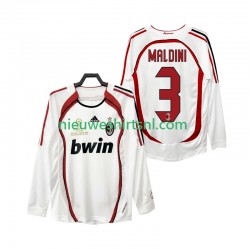 AC Milan Heren Shirt met Bedrukking MALDINI 3 2007 Retro Uit 2006 Lange Mouw
