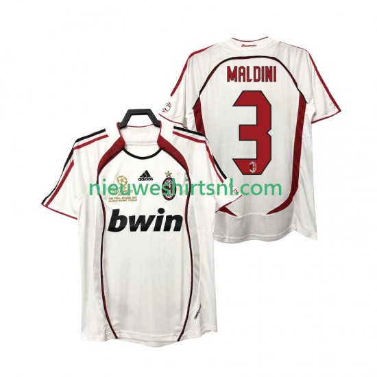 AC Milan Heren Shirt met Bedrukking MALDINI 3 2007 Retro Uit 2006 Korte Mouw