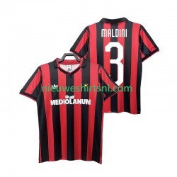 AC Milan Heren Shirt met Bedrukking MALDINI 3 1990 1991 Retro Thuis Korte Mouw