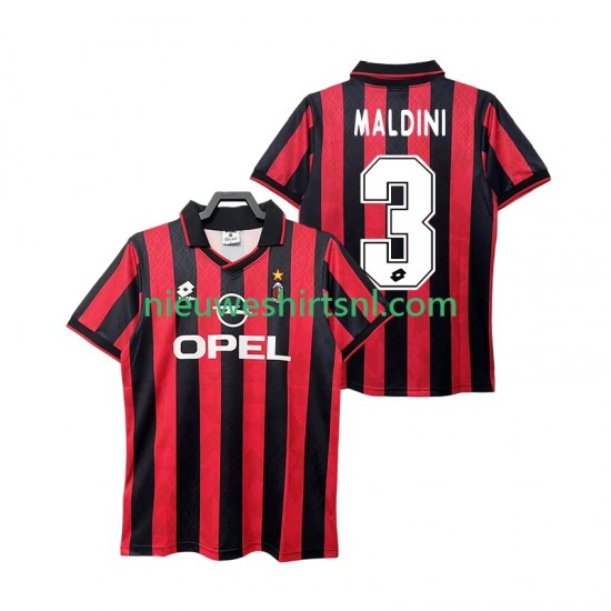 AC Milan Heren Shirt met Bedrukking MALDINI 3 1995 1996 Retro Thuis Korte Mouw