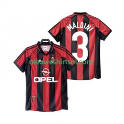 AC Milan Heren Shirt met Bedrukking MALDINI 3 1998 Retro Thuis 1999 Korte Mouw