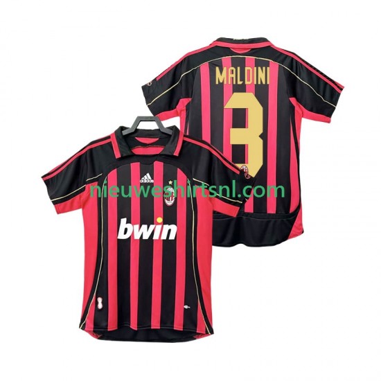 AC Milan Heren Shirt met Bedrukking MALDINI 3 2007 Retro Thuis 2006 Korte Mouw