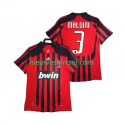 AC Milan Heren Shirt met Bedrukking MALDINI 3 2007 Retro Thuis 2008 Korte Mouw