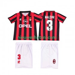 AC Milan Kind Shirt met Bedrukking MALDINI 3 1996 1997 Retro Thuis Korte Mouw