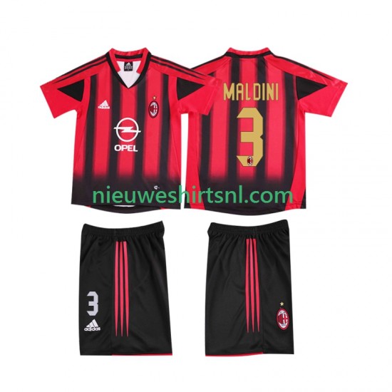 AC Milan Kind Shirt met Bedrukking MALDINI 3 2005 Retro Thuis 2004 Korte Mouw