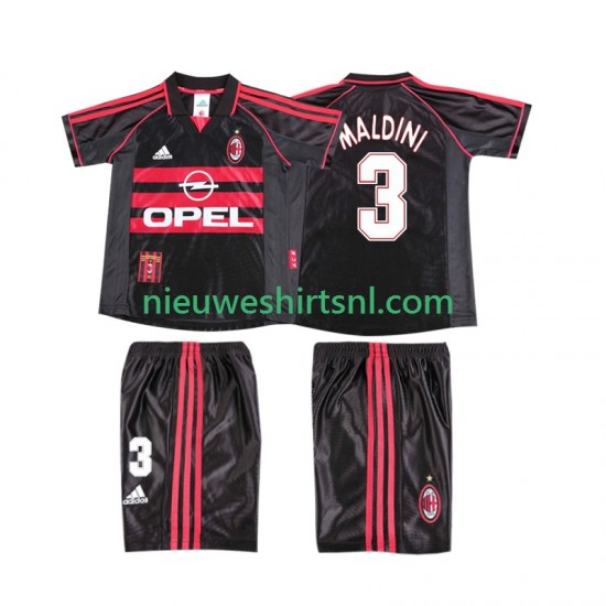 AC Milan Kind Shirt met Bedrukking MALDINI 3 1998 Retro Derde 1999 Korte Mouw