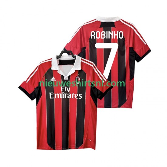 AC Milan Heren Shirt met Bedrukking ROBINHO 7 2012 2013 Retro Thuis Korte Mouw