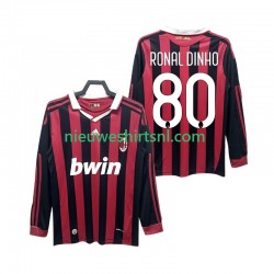 AC Milan Heren Shirt met Bedrukking RONALDINHO 80 2009 Retro Thuis 2010 Lange Mouw