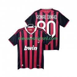 AC Milan Heren Shirt met Bedrukking RONALDINHO 80 2009 Retro Thuis 2010 Korte Mouw