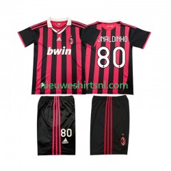 AC Milan Kind Shirt met Bedrukking RONALDINHO 80 2009 Retro Thuis 2010 Korte Mouw