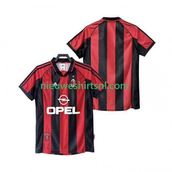 AC Milan Heren Shirt met Bedrukking 1998 Retro Thuis 1999 Korte Mouw