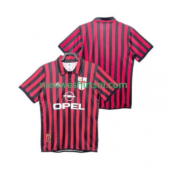 AC Milan Heren Shirt met Bedrukking 2000 Retro Thuis 1999 Korte Mouw