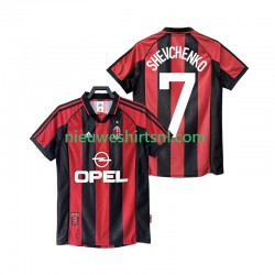 AC Milan Heren Shirt met Bedrukking SHEVCHENKO 7 1998 Retro Thuis 1999 Korte Mouw