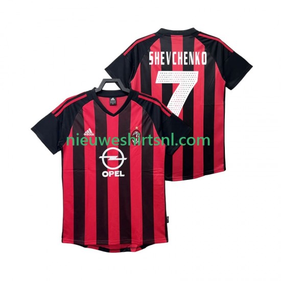 AC Milan Heren Shirt met Bedrukking SHEVCHENKO 7 2003 Retro Thuis 2002 Korte Mouw