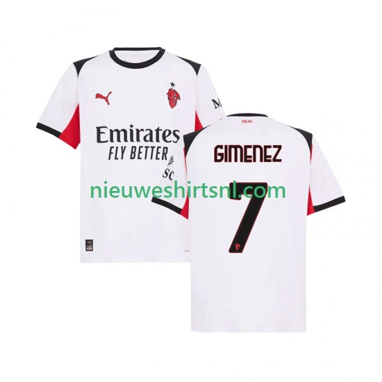 AC Milan Heren Shirt met Bedrukking Santiago Gimenez 7 Uit 2025-2026 Korte Mouw