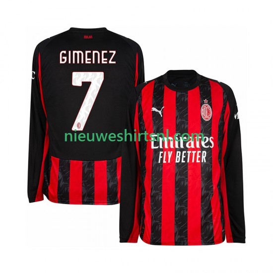 AC Milan Heren Shirt met Bedrukking Santiago Gimenez 7 Thuis 2025-2026 Lange Mouw